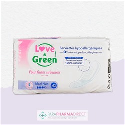 Love&Green Fuites Urinaires - Serviettes Hypoallergéniques - Maxi Nuit x12