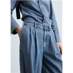 Jeans wide leg pinzas