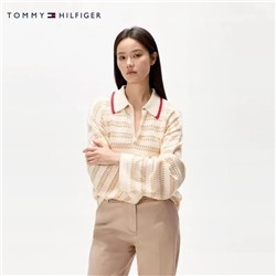 Женский пуловер в полоску, спущенное плечо ТОММИ ХИЛФИГЕ*Р