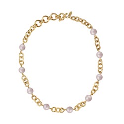 Колье Симбиоз (Майорка розовая 12мм; покрытие золото) 50-60см, Есть комплект