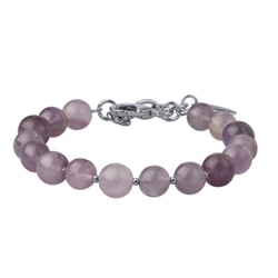 Браслет Селена (аметист 8мм темно-фиолетовый; покрытие родий) 17-21см, Есть комплект