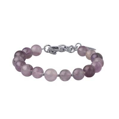 Браслет Селена (аметист 8мм темно-фиолетовый; покрытие родий) 17-21см, Есть комплект