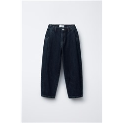 PLEATED BALLOON-FIT DENIM TROUSERS