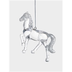 Игрушка елочная, 9 см, акрил, серебристая, Лошадь, Horse