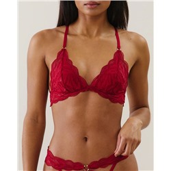 Sujetador triángulo push-up de encaje rojo