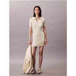 Cotton Rib Polo Mini Dress