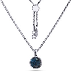 Кулон Теннис (кристаллы SW темно-синие 8мм; покрытие родий) 70см, Есть комплект