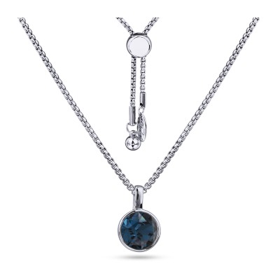 Кулон Теннис (кристаллы SW темно-синие 8мм; покрытие родий) 70см, Есть комплект