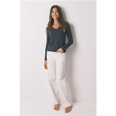 Camiseta punto súper suave gris