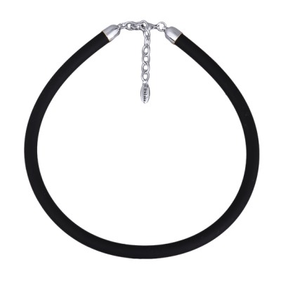 Шнурок (каучук черный 8мм; покрытие родий) 40-45см