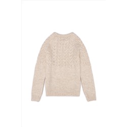 Kız Çocuk Krem Melanj Kazak