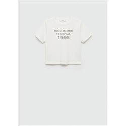 Camiseta crop estampada