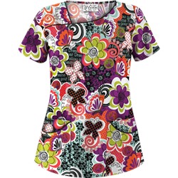 UA Peace And Prosperity Berry Burst Asymmetrical Scrub Top