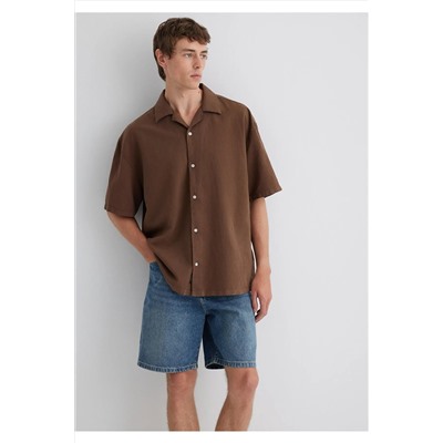 Mavi Kahverengi Gömlek Oversize / Geniş Kesim 0210679-89330