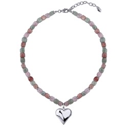 Колье Селена (кварц осенний микс 7-8мм; покрытие родий) 45-52см, Есть комплект