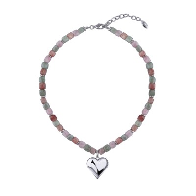 Колье Селена (кварц осенний микс 7-8мм; покрытие родий) 45-52см, Есть комплект