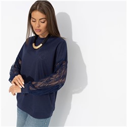 Свитшот с декоративными рукавами, Роскошь без пафоса (синий)