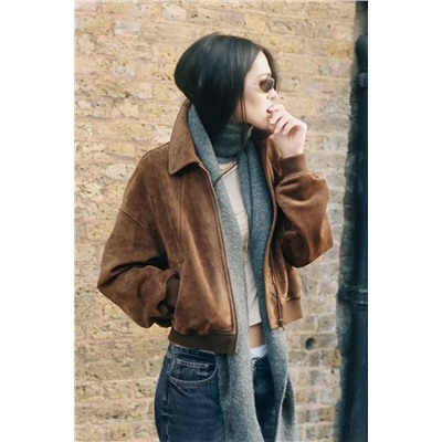 Женский бомбер из искуственной замши   ЗАР*А