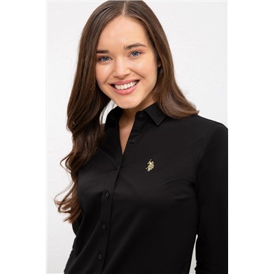 Kadın Siyah Uzun Kollu Basic Gömlek