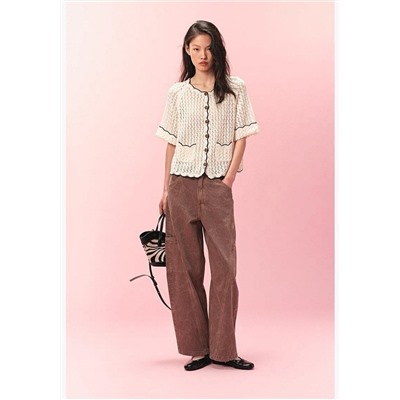 Свободный ажурный кардиган с короткими рукавами 2 цвета Н*М