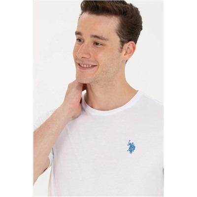 Erkek Beyaz Bisiklet Yaka Tişört