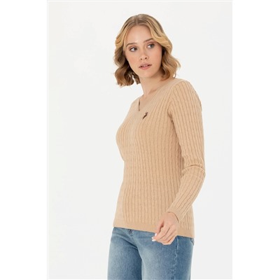 Kadın Kum Melanj V - Yaka Basic Kazak