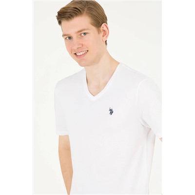 Erkek Beyaz Basic V Yaka Tişört