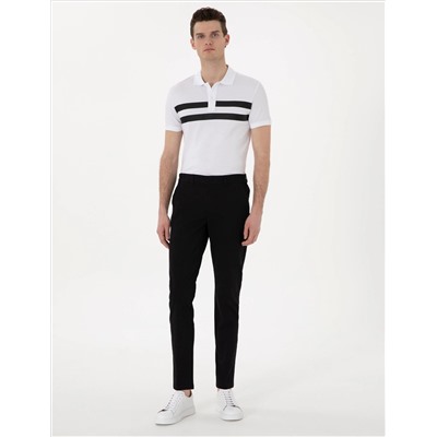 Siyah Slim Fit Beli Lastikli Kanvas Pantolon