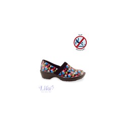 Lila Bella Mod Dot Canvas Black Nursing Clog
