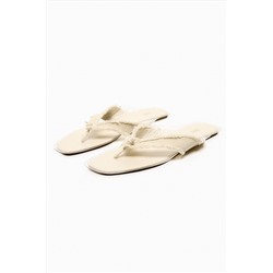 FRAYED FLAT SLIDER SANDALS