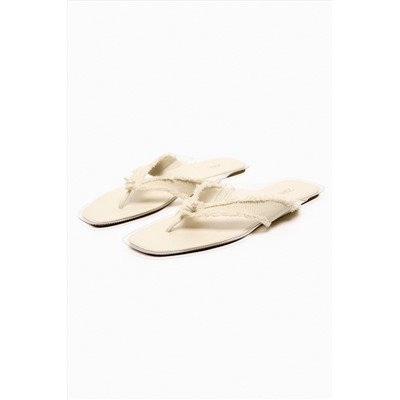 FRAYED FLAT SLIDER SANDALS