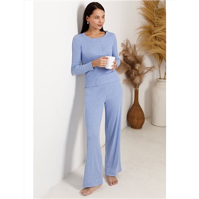 Лонгслив облегающий из фактурного трикотажа в рубчик с круглым вырезом на пуговицах