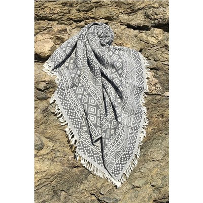 Denizli Concept Siyah Kilim Peştamal - %100 Pamuk Çift Yüz Jakarlı Plaj Havlusu