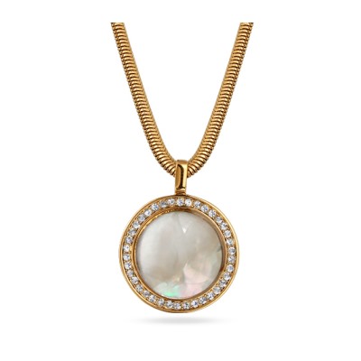 Кулон Амфитрита (перламутр 15мм белый; покрытие золото) 45-50см, Есть комплект