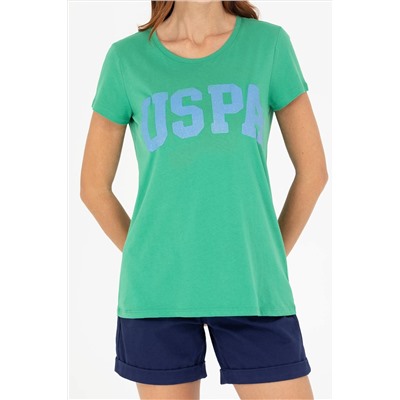 Kadın Yeşil Bisiklet Yaka Tişört