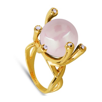 Кольцо (Майорка 14мм розовая; покрытие золото), Есть комплект