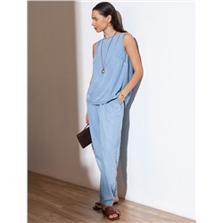 Топ с вырезом лодочка и асимметричным разрезом на спине из джинсового лиоцелла