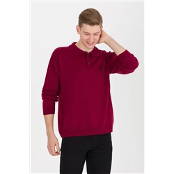 Erkek Bordo Polo Yaka Triko Kazak