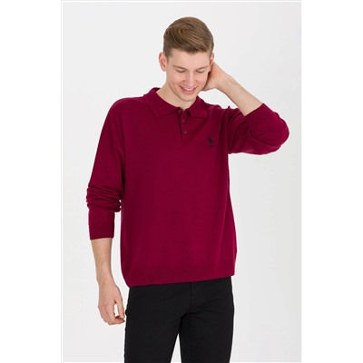 Erkek Bordo Polo Yaka Triko Kazak