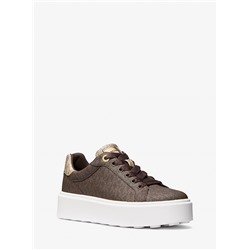 Michael Kors Outlet Romey Metallic Two-Tone Signature Logo Platform Sneaker