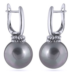 Серьги (Майорка 16мм серо-голубая; покрытие родий), Есть комплект