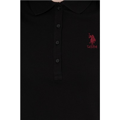 Kadın Siyah Basic Polo Yaka Tişört