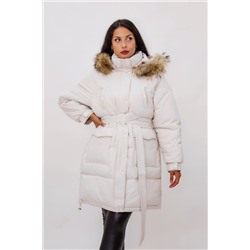 Зимняя куртка на поясе с натуральным мехом арт. 23226