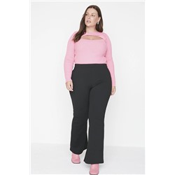 Trendyol Curve Siyah Yüksel Bel İspanyol Paça Örme Pantolon TBBAW23AR00031