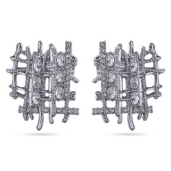 Серьги Ажур (кристаллы SW белые; покрытие родий), Есть комплект