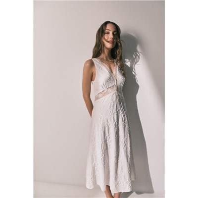 Camisón largo satén blanco