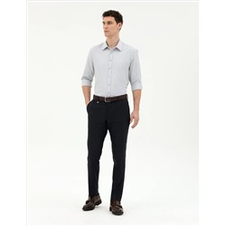 Gri Slim Fit Uzun Kollu Gömlek