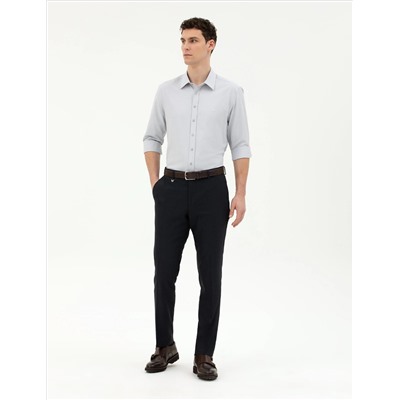 Gri Slim Fit Uzun Kollu Gömlek