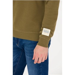 Erkek Haki Bisiklet Yaka Comfort Sweatshirt