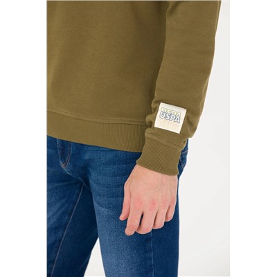 Erkek Haki Bisiklet Yaka Comfort Sweatshirt